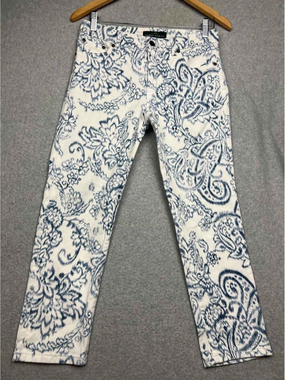 Lauren Ralph Lauren Paisley Crop Pants Womens 2 Coastal Beach Casual